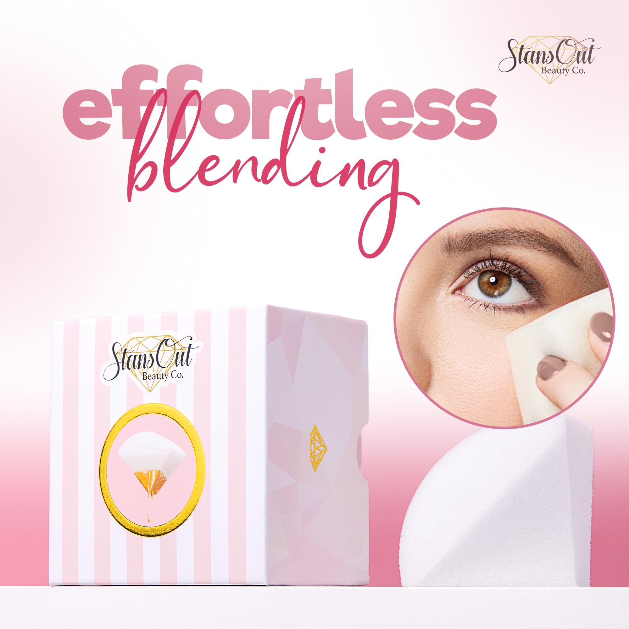 StansOut Memory Foam Makeup Sponge blends liquid foundation to an airbrushed finish.