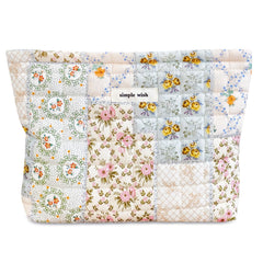 STARDW cotton quilted makeup bag floral pattern close-up for chic cosmetics organizing