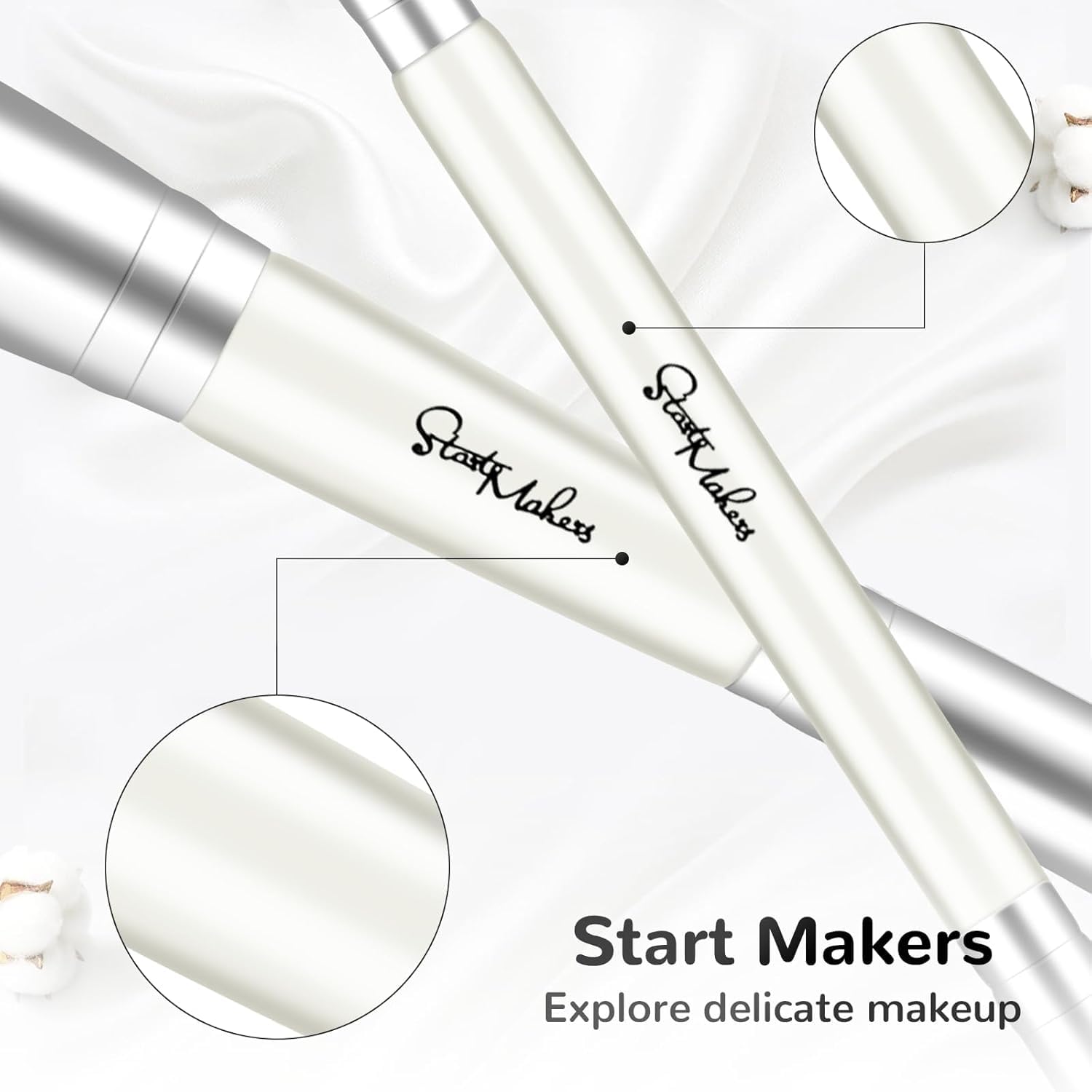Start Makers concealer brush precision image demonstrates targeted concealment for under-eye and blemish work.