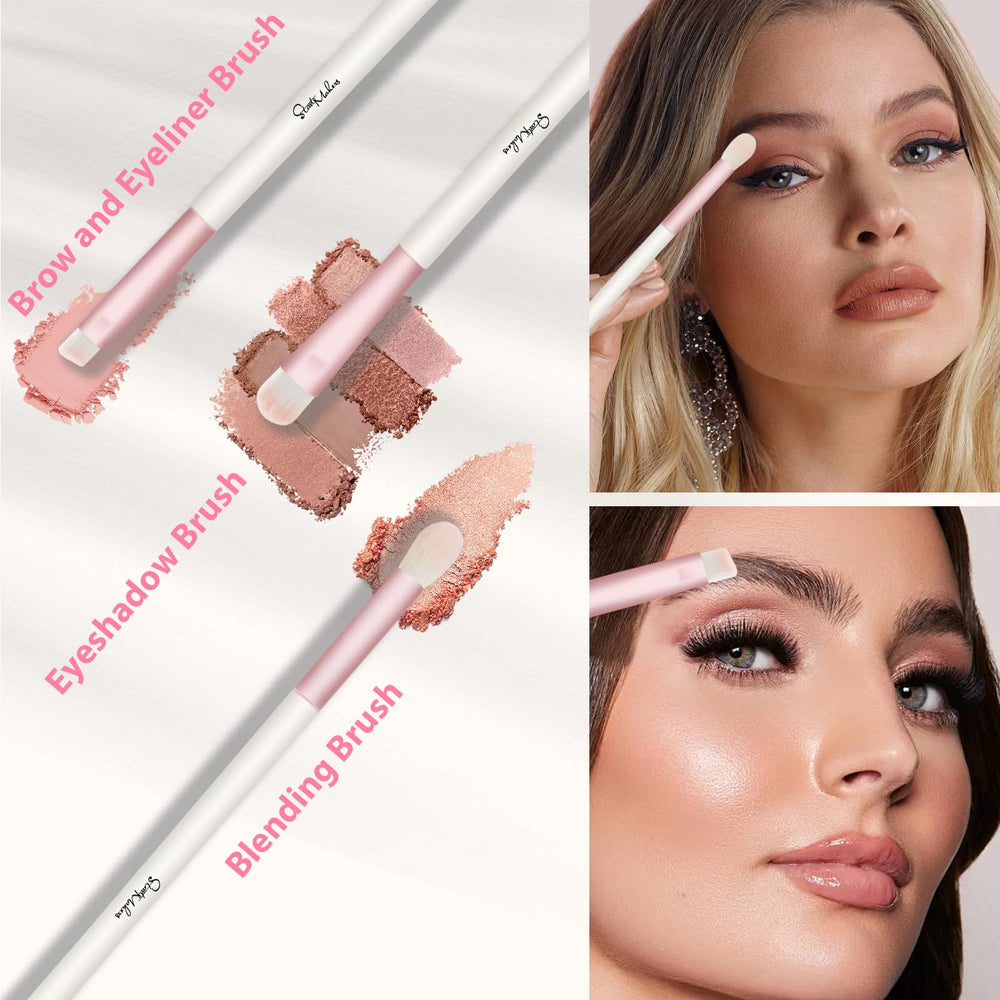 START MAKERS eyeshadow dual-ended brush pink helps blend color effortlessly.