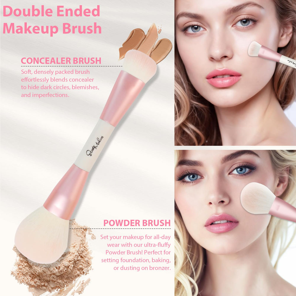 START MAKERS foundation dual-ended brush pink for smooth, even liquid application.