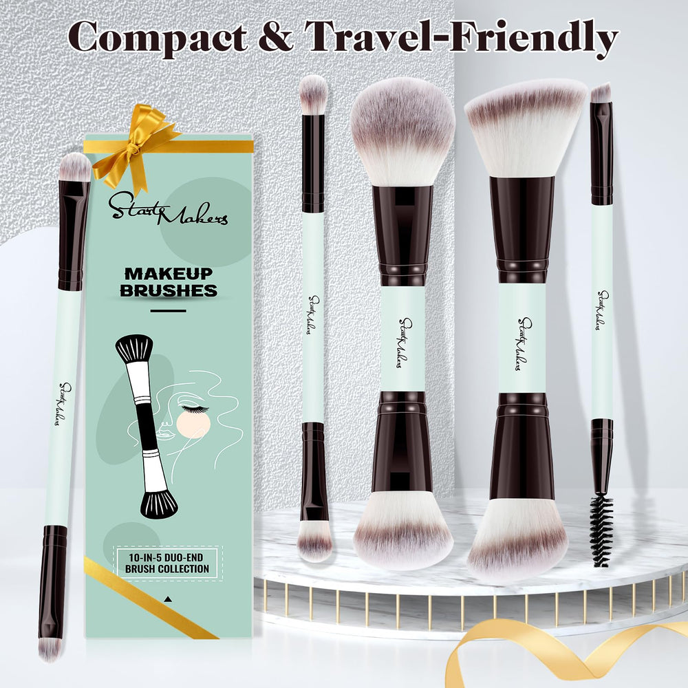 START MAKERS travel-friendly brush-set stores neatly and cleans easily on busy days