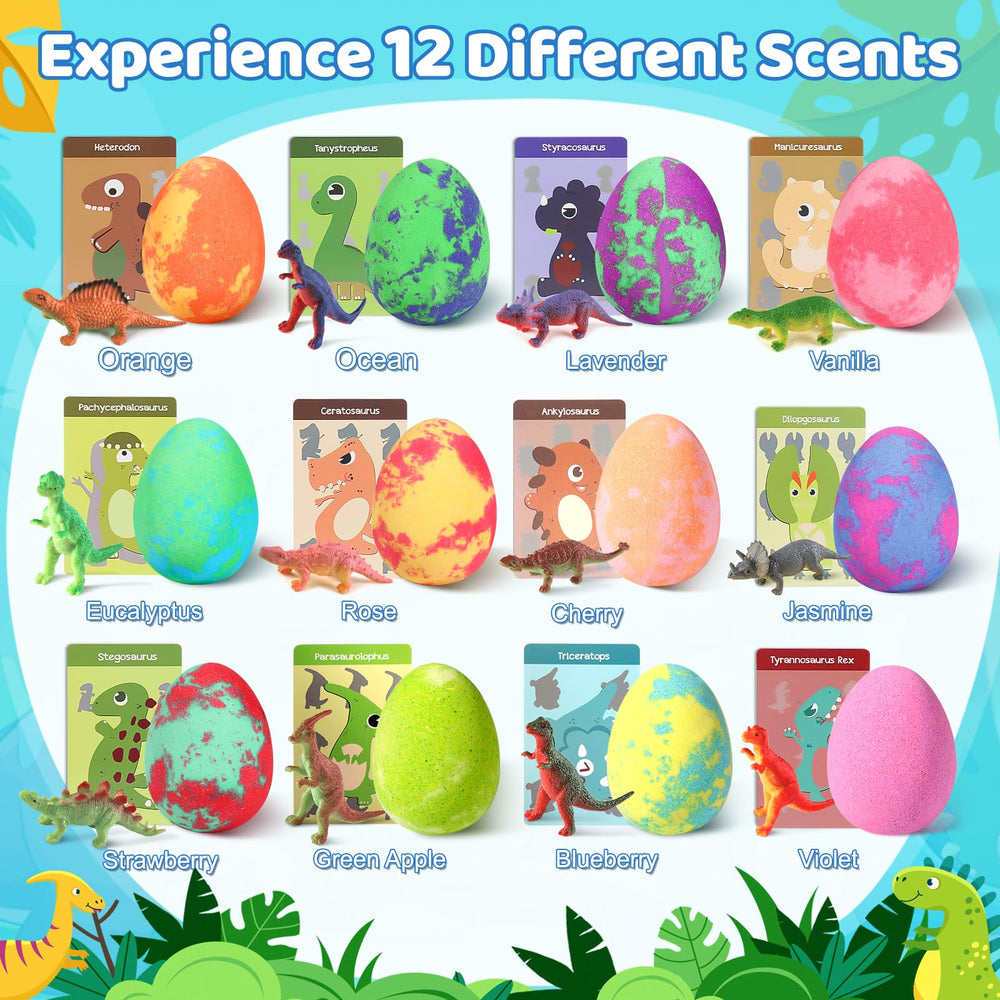 STARYAR surprise-toy-inside bath bomb reveals dinosaur toys during play.