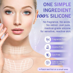 Stasover decollete patches on skin shown for smoothing and hydration.