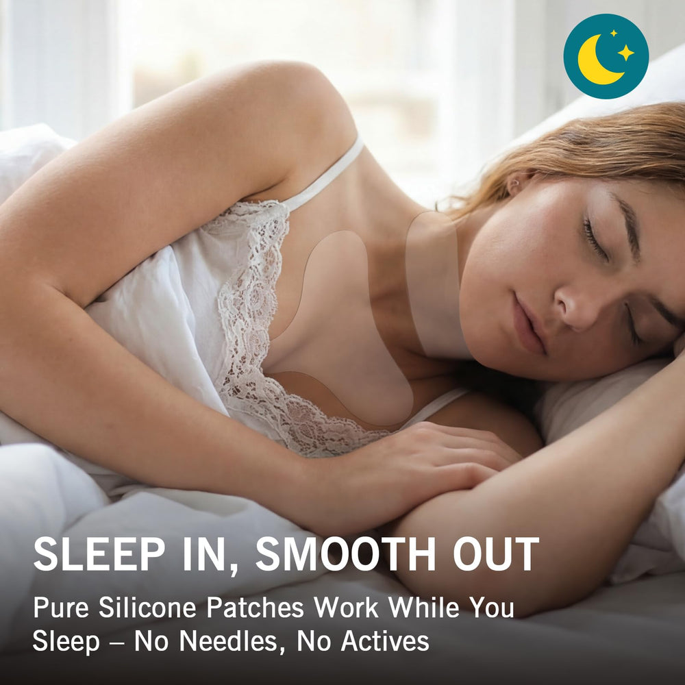 Stasover overnight-hydration patch demonstrates moisture-locking benefits for smoother décolleté.