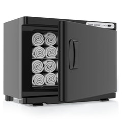 StateRiver towel warmer cabinet front view shows 23L capacity for spa-ready towels