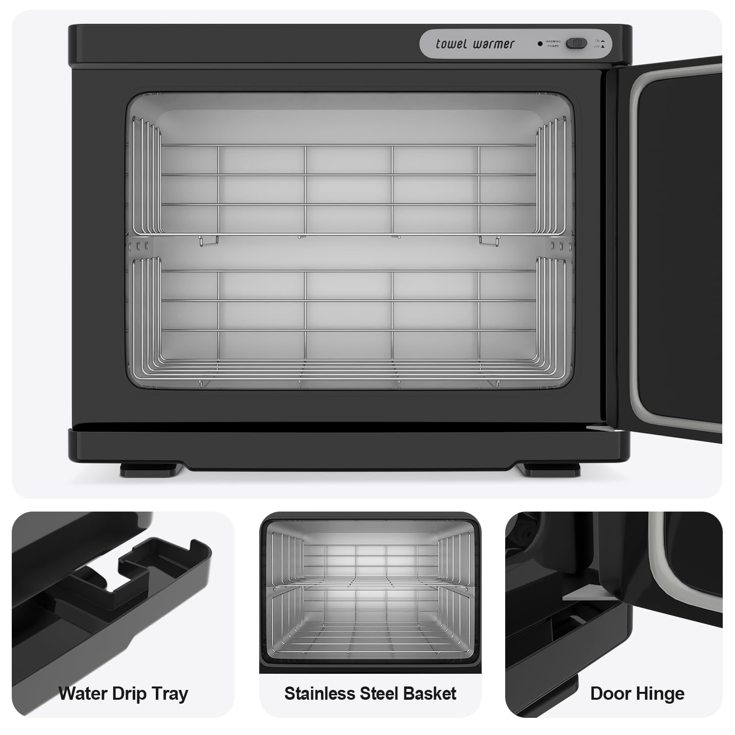 StateRiver towel warmer cabinet top view highlights compact footprint for small studios