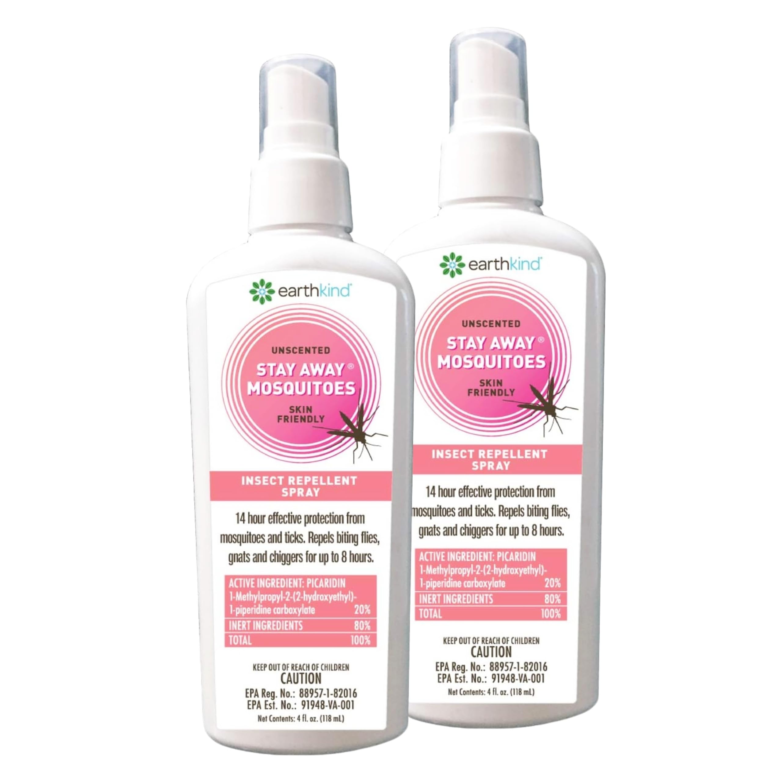 Stay Away EarthKind mosquito spray bottle showing long-lasting protection
