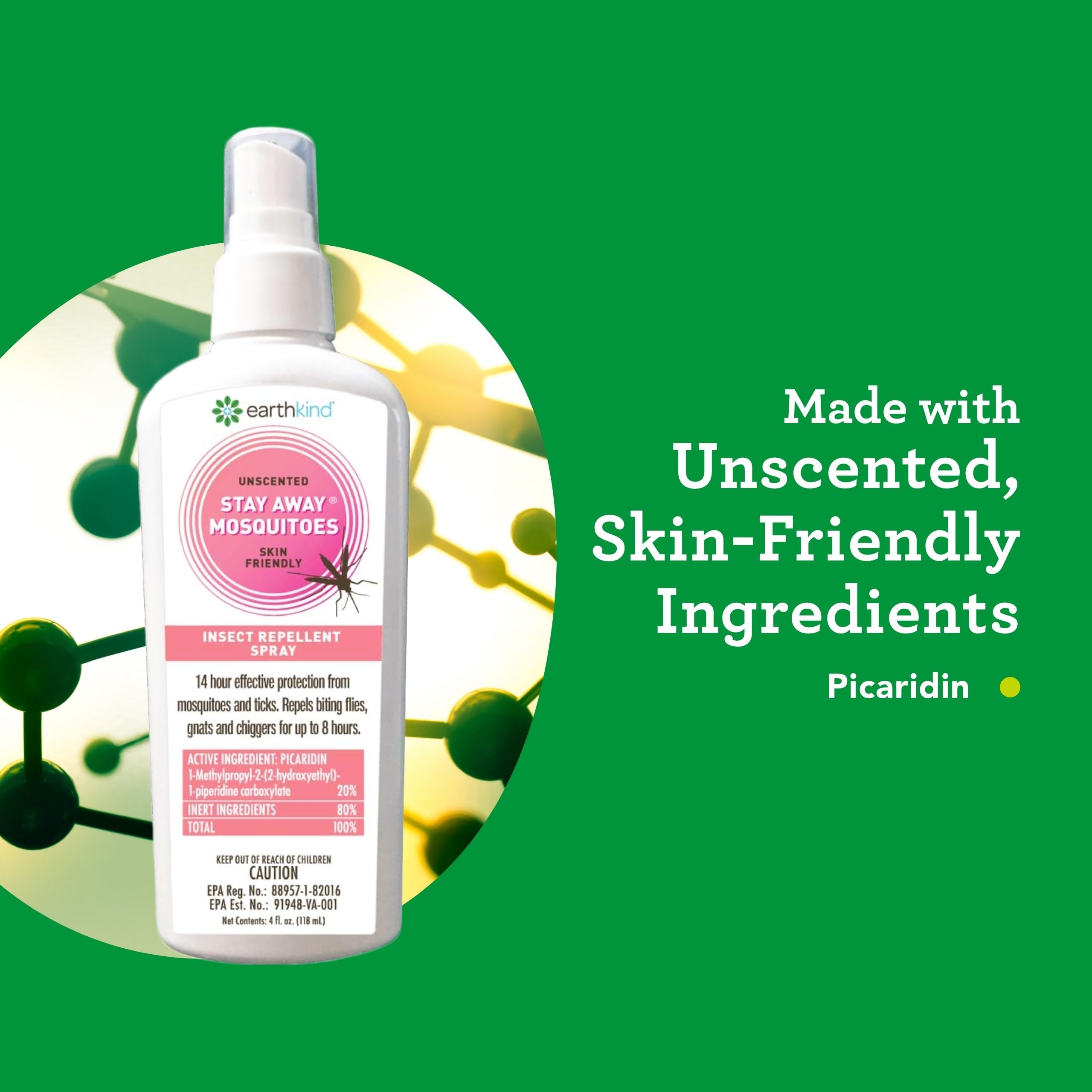 Stay Away Picaridin molecule closeup highlights skin-friendly active for outdoor protection