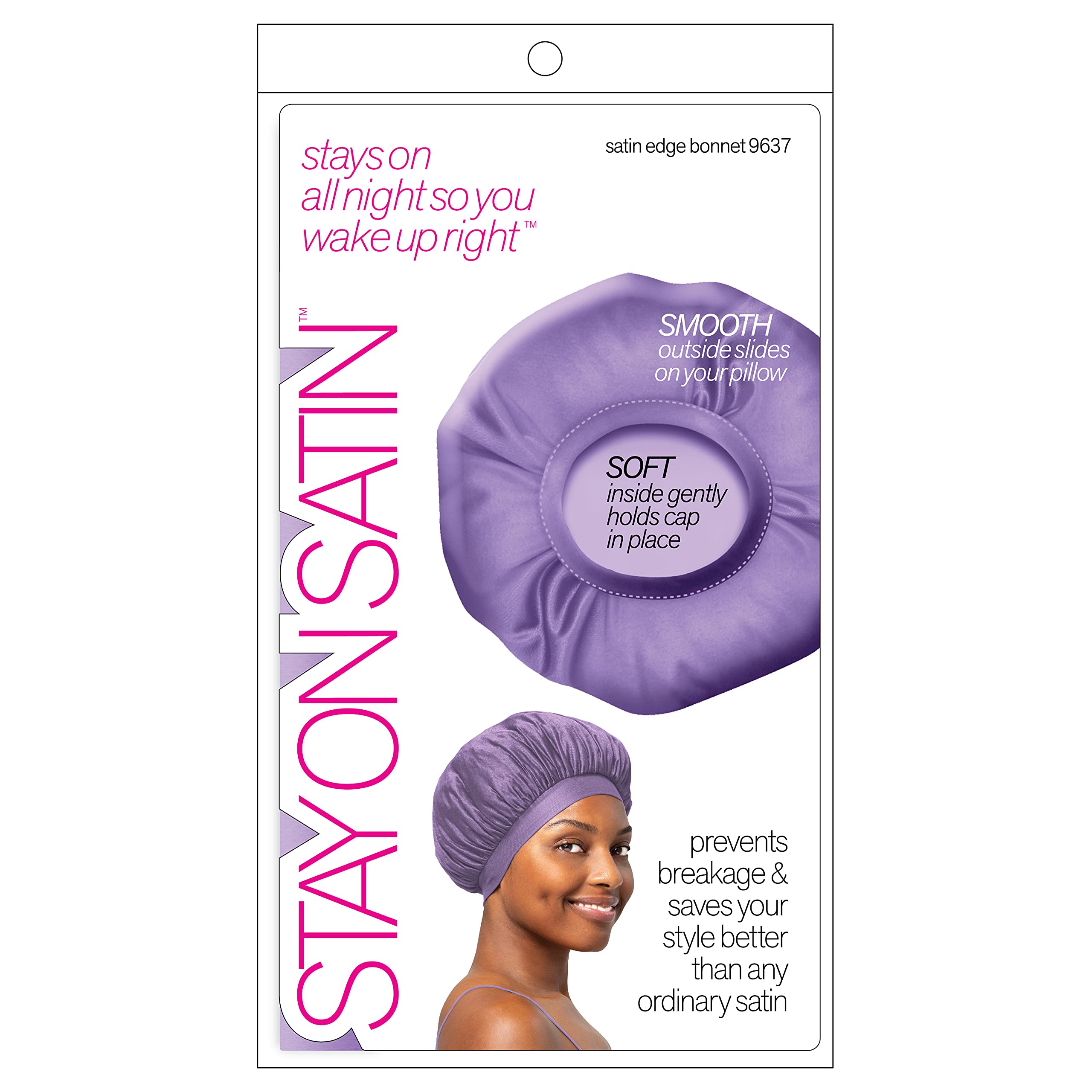 Stay On Satin bonete dos caras, exterior liso para deslizarse sobre la almohada
