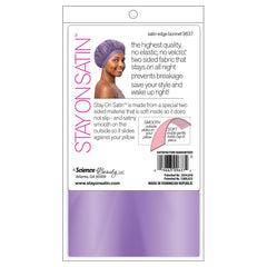 Stay On Satin bonete sin velcro ni elástico expuesto, cuida el cabello al dormir