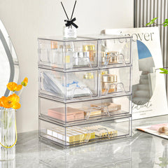 Stebopum clear acrylic makeup organizer displays cosmetics for easy access.