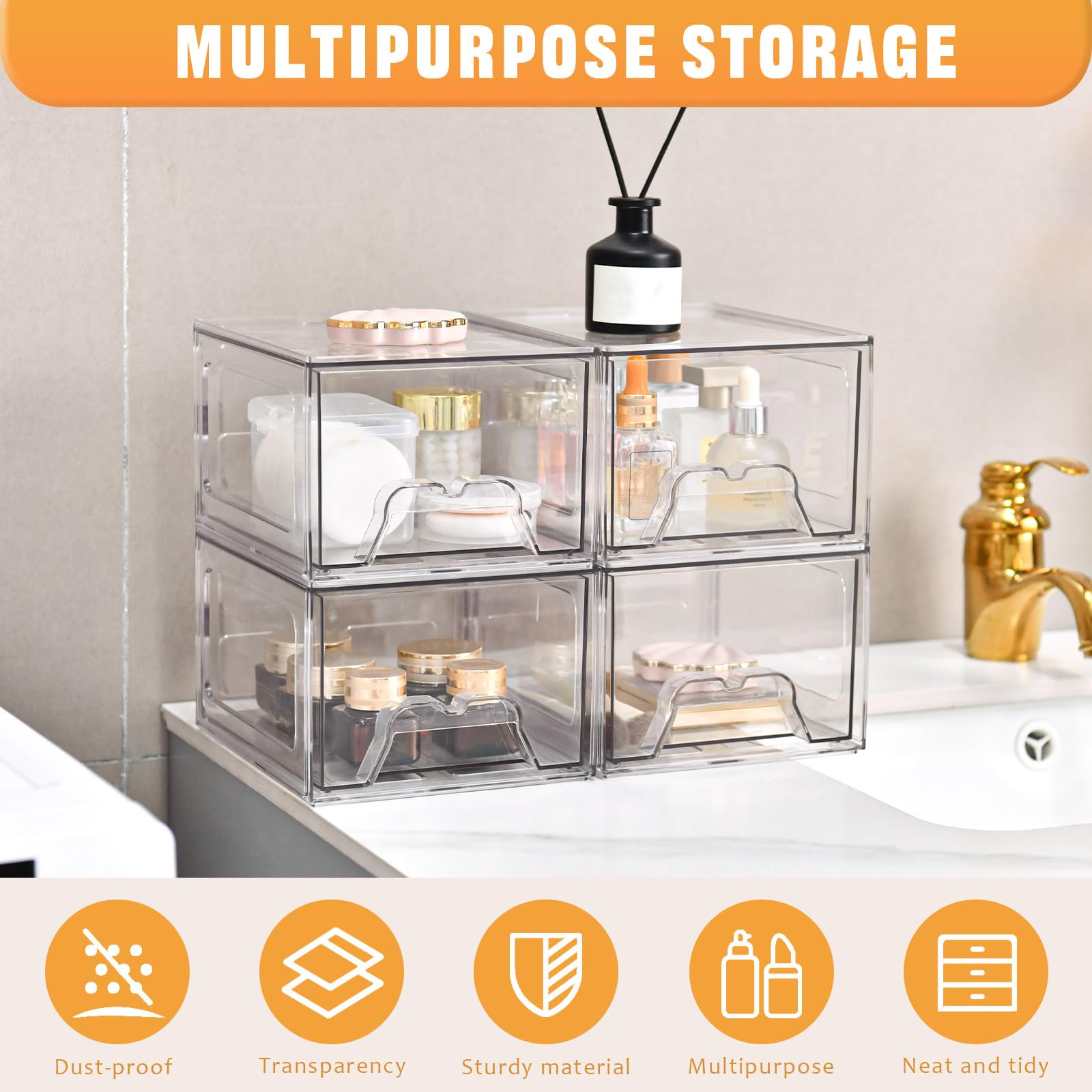 Stebopum kitchen spice organizer bin holding jars for easy reach.