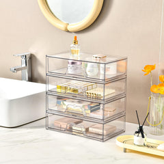 Stebopum stackable makeup drawer detail with built-in pull handles for smooth sliding