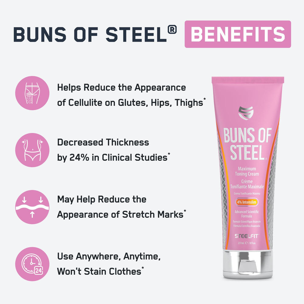 SteelFit Buns of Steel cream on skin being rubbed in