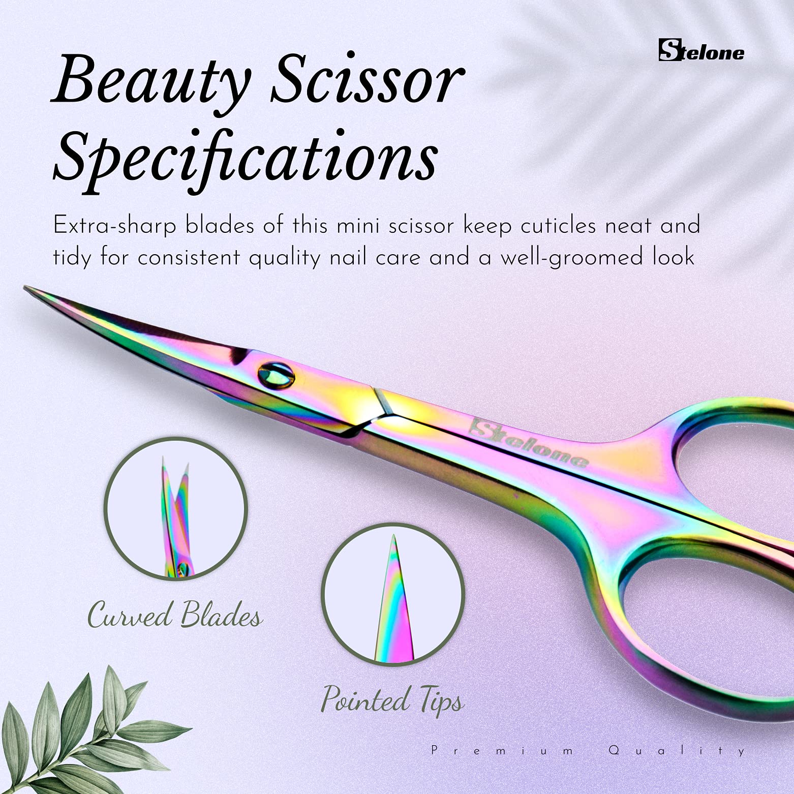 Stelone bikini-area scissors enable careful grooming with versatile, precise body hair management.