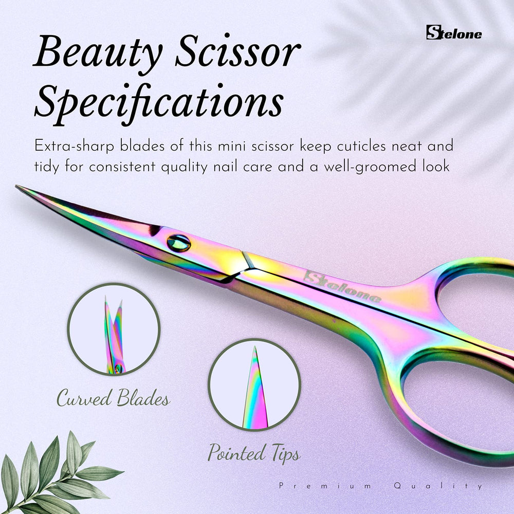 Stelone bikini-area scissors enable careful grooming with versatile, precise body hair management.