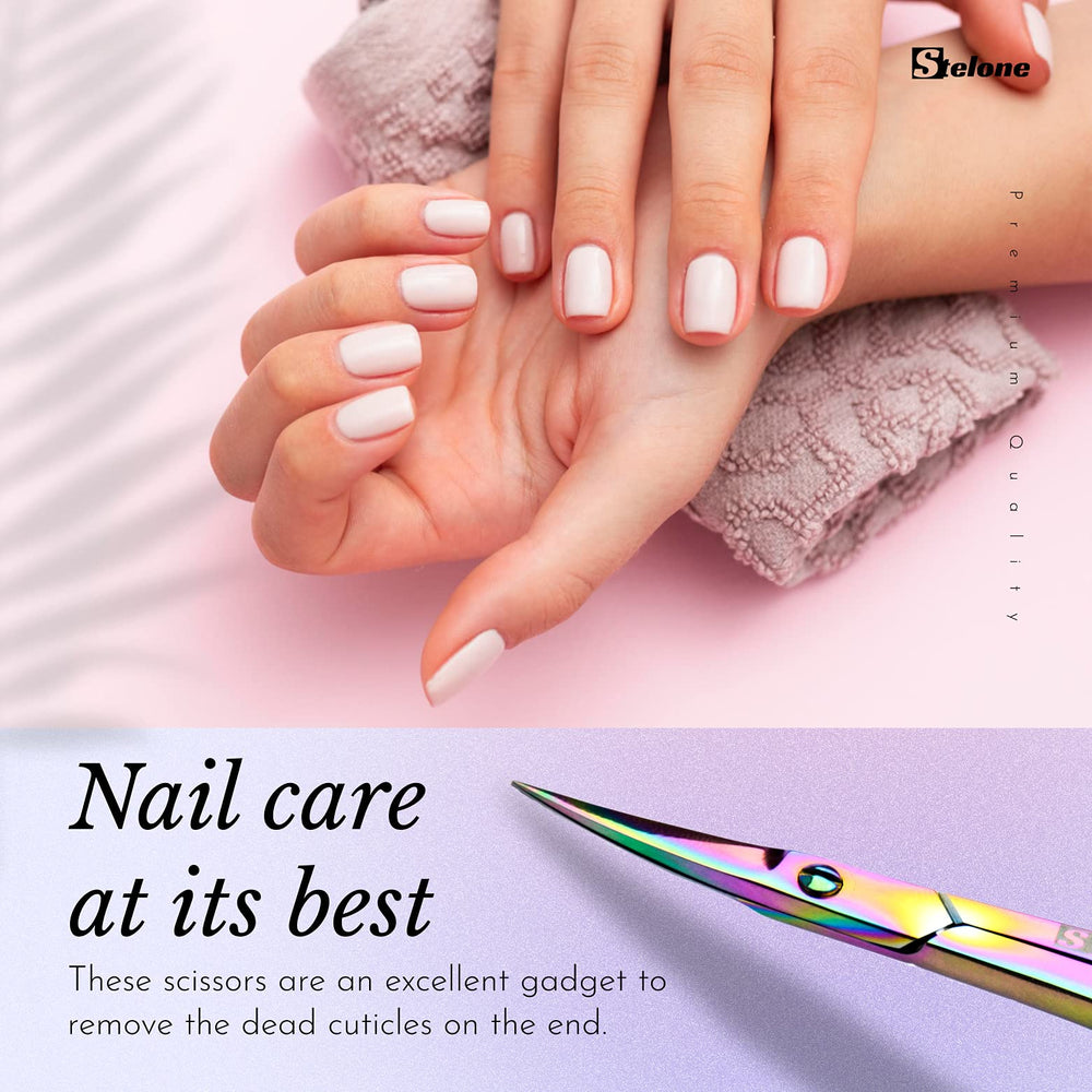 Stelone false eyelashes shaping scissors help define edges for polished eye makeup prep.