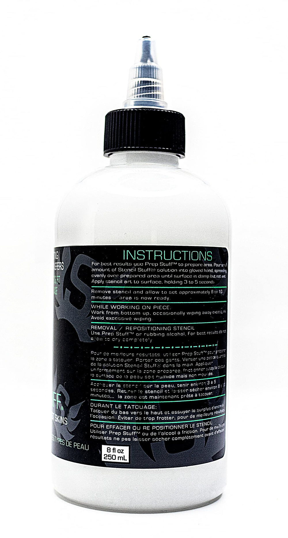 Stencil Stuff tattoo transfer gel application closeup demonstrates smooth, even adhesion for precise transfers.
