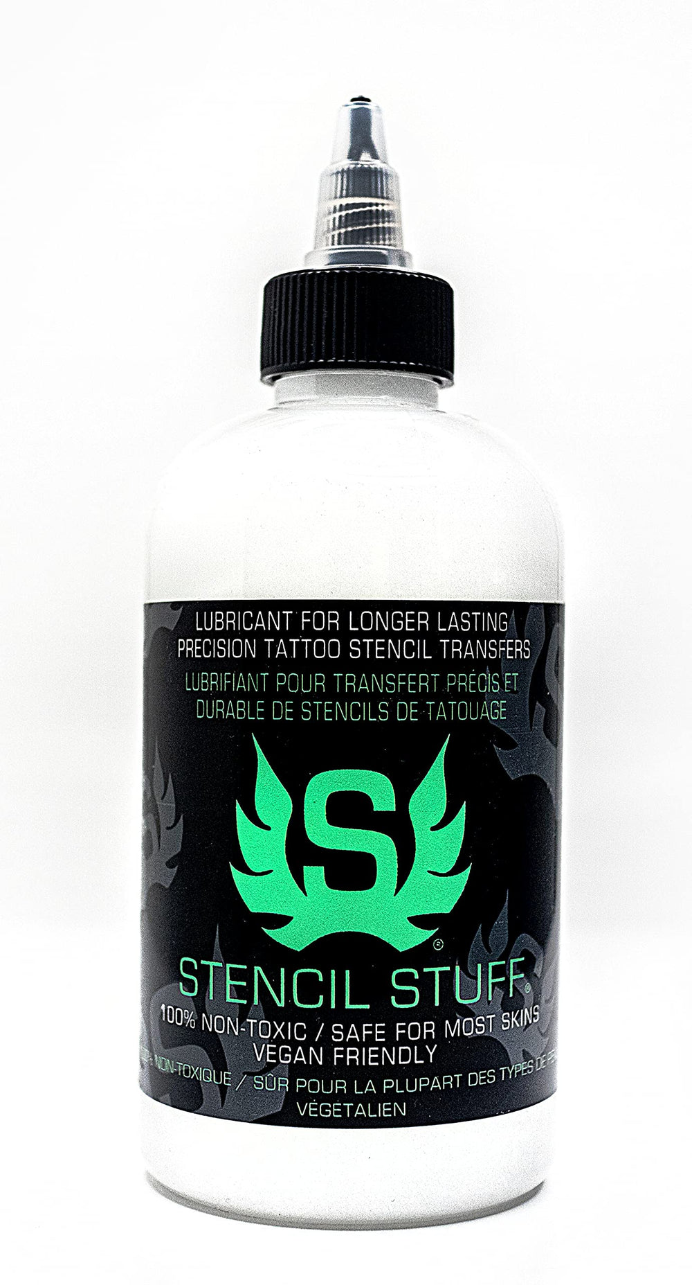 Stencil Stuff tattoo transfer gel on skin shows fast-drying formula with reliable, smudge-free results.