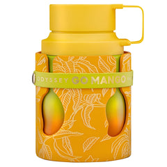Sterling Parfums Armaf Odyssey Go Mango bottle front shows tropical brightness for daytime wear.