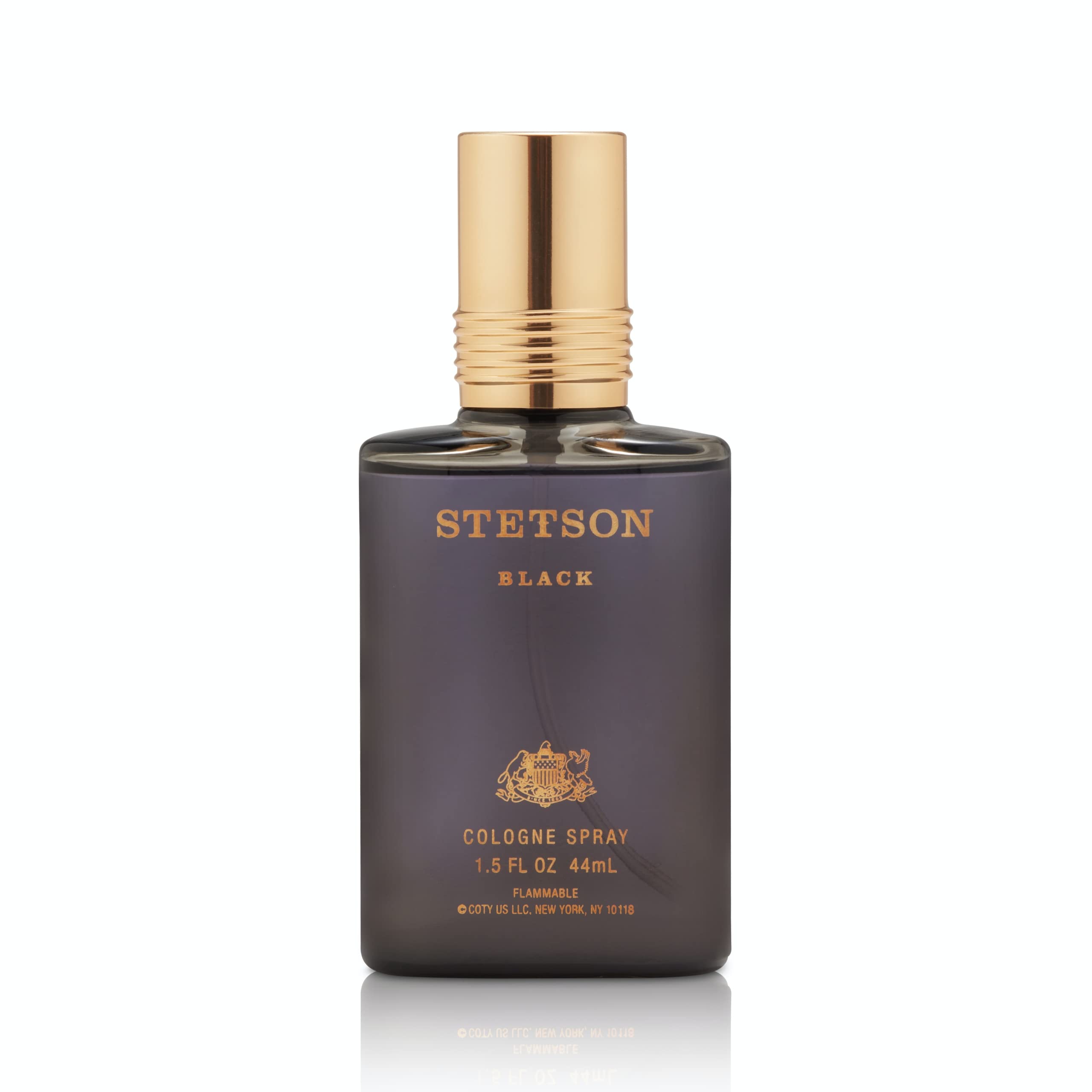 Stetson Black bottle front view showcasing the masculine design for daily wear