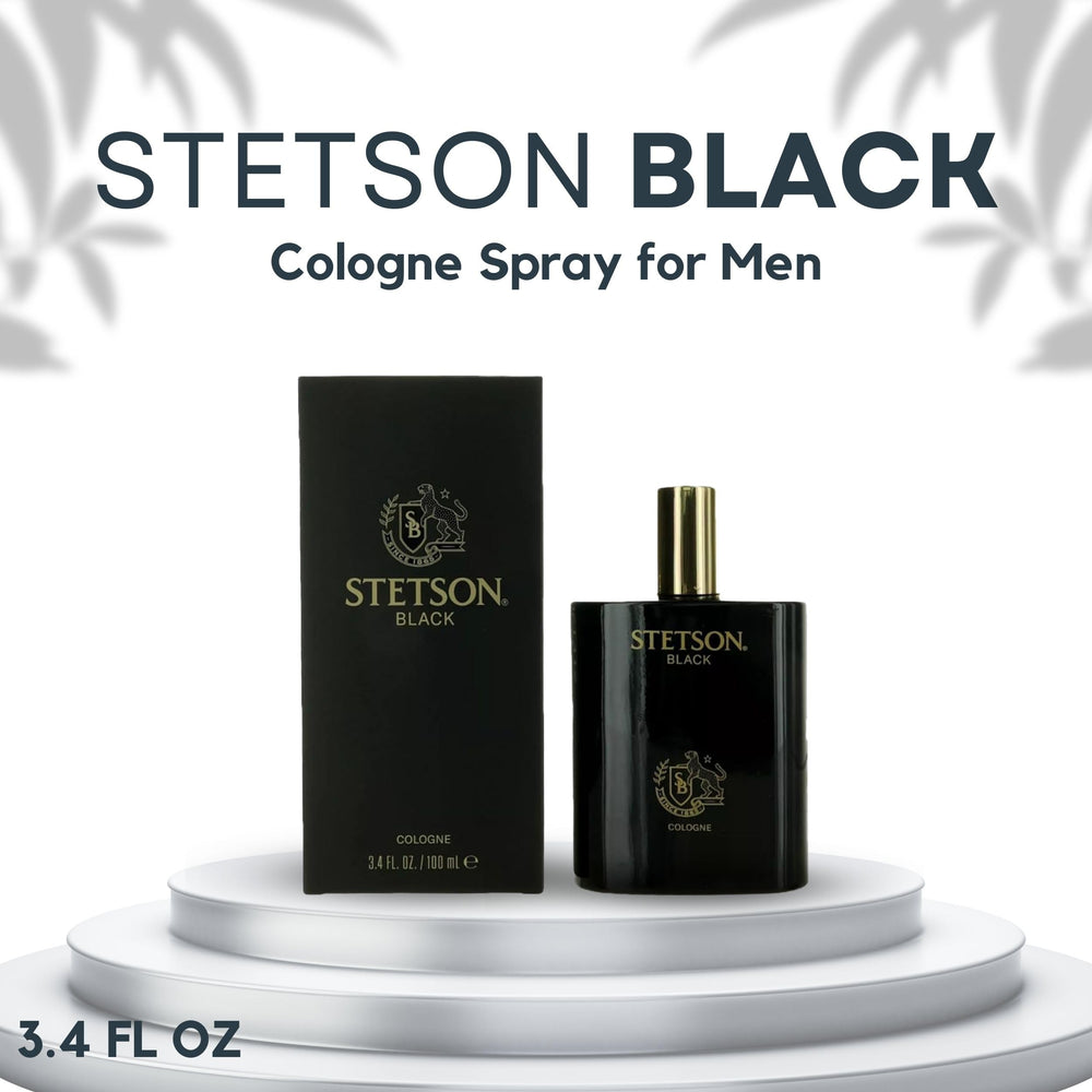 Stetson Black packaging detail conveys bold, timeless style for modern men.