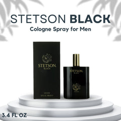 Stetson Black packaging detail conveys bold, timeless style for modern men.
