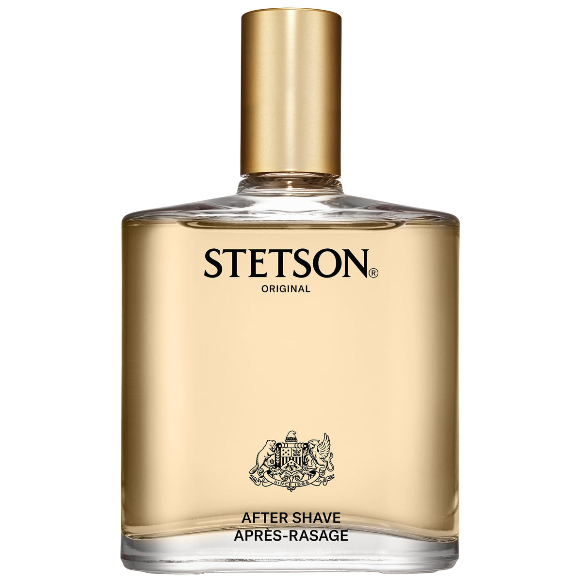 Stetson Original Aftershave bottle front conveys rugged, classic grooming appeal.