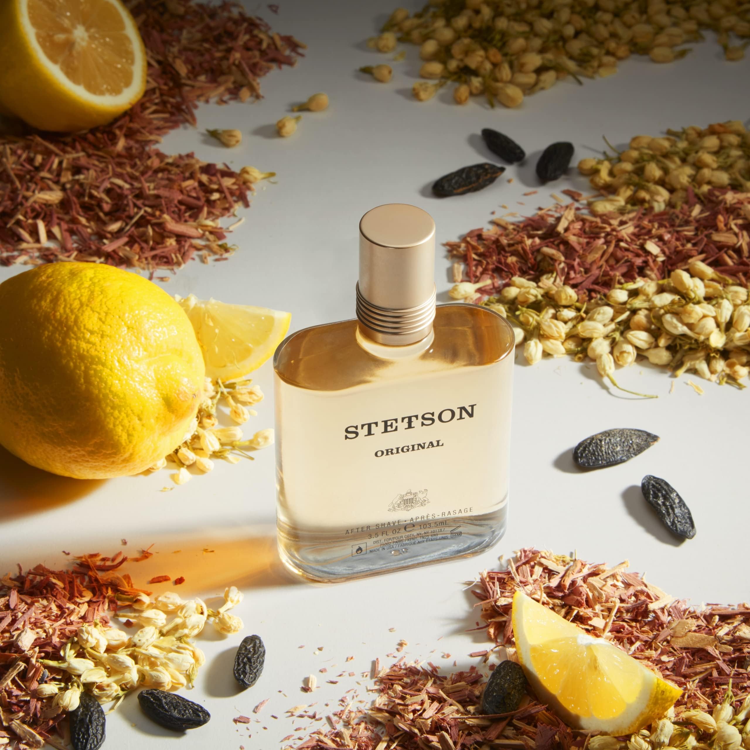 Stetson Original Aftershave bottle in travel case shows on-the-go freshness.