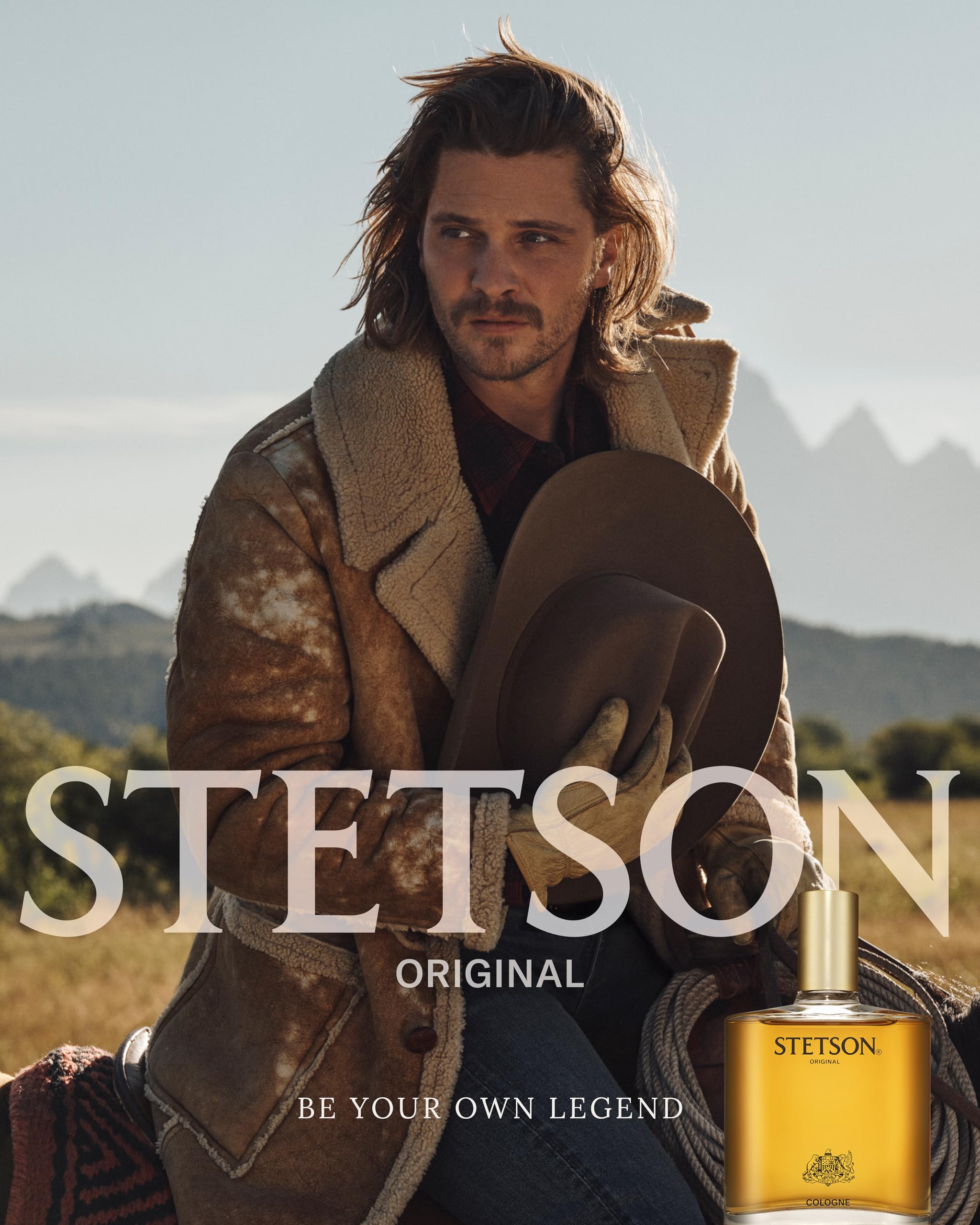 Stetson Original bottle side view highlighting travel-friendly fragrance on the go