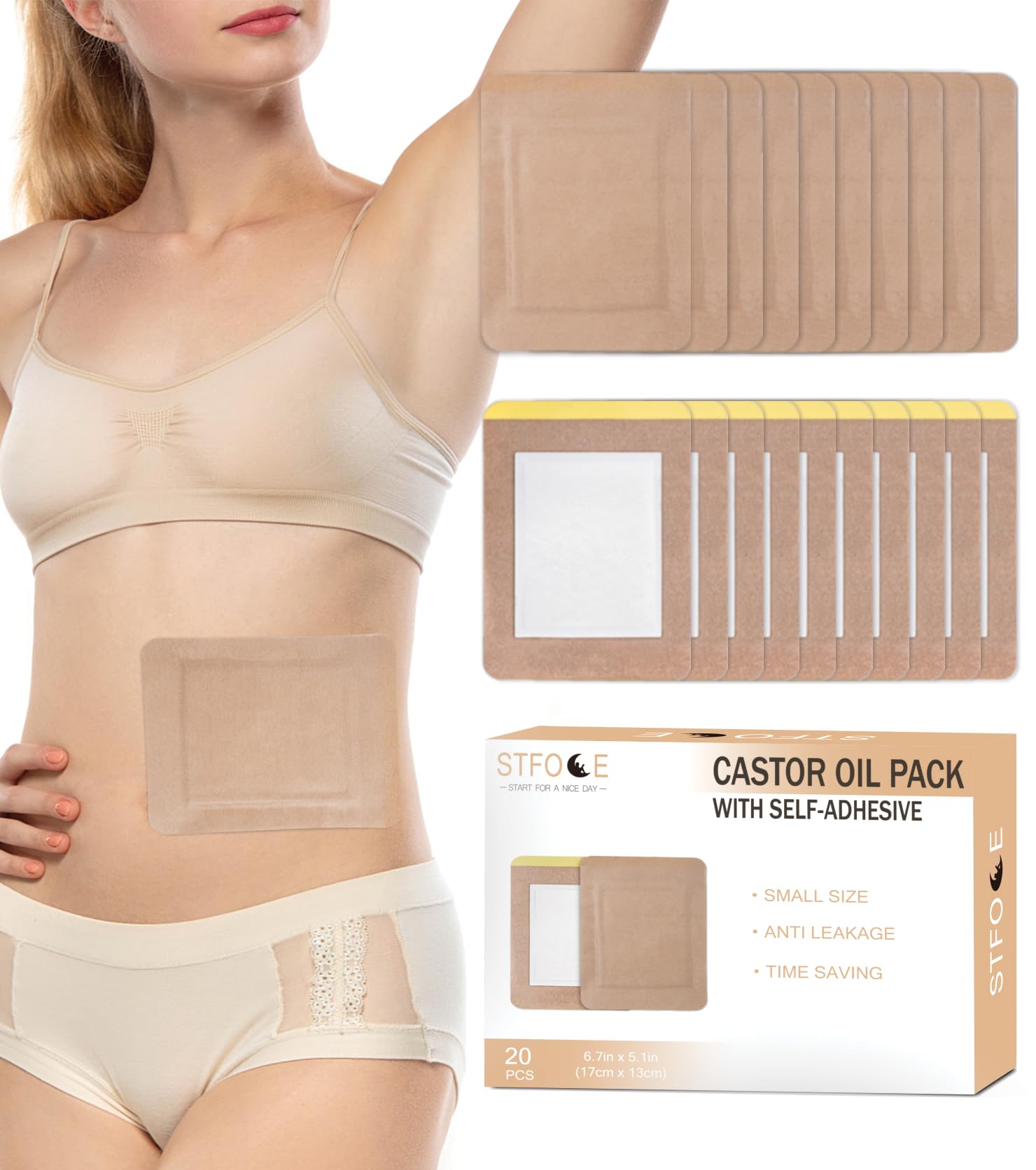 STFOCE castor oil pack wrap leak-resistant design for mess-free use