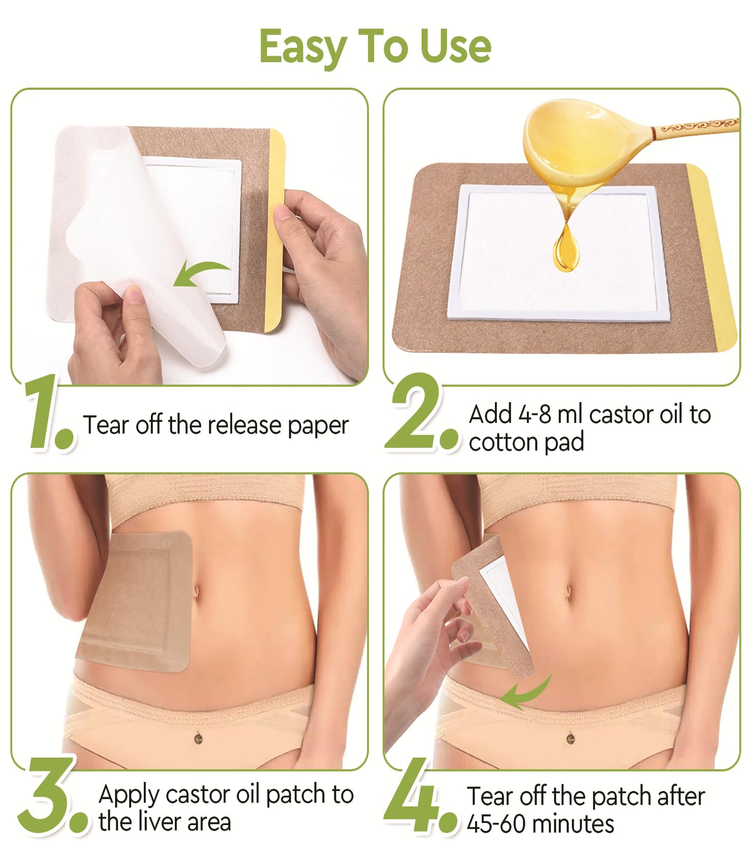 STFOCE castor oil pack wrap with German adhesive stays in place during activity