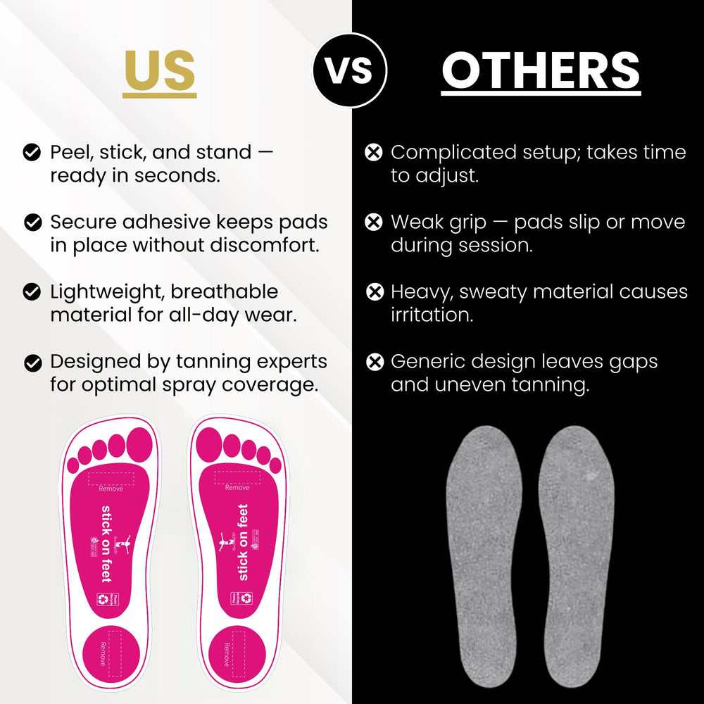 Stickonfeet foot pads for mobile and salon use in spray tans