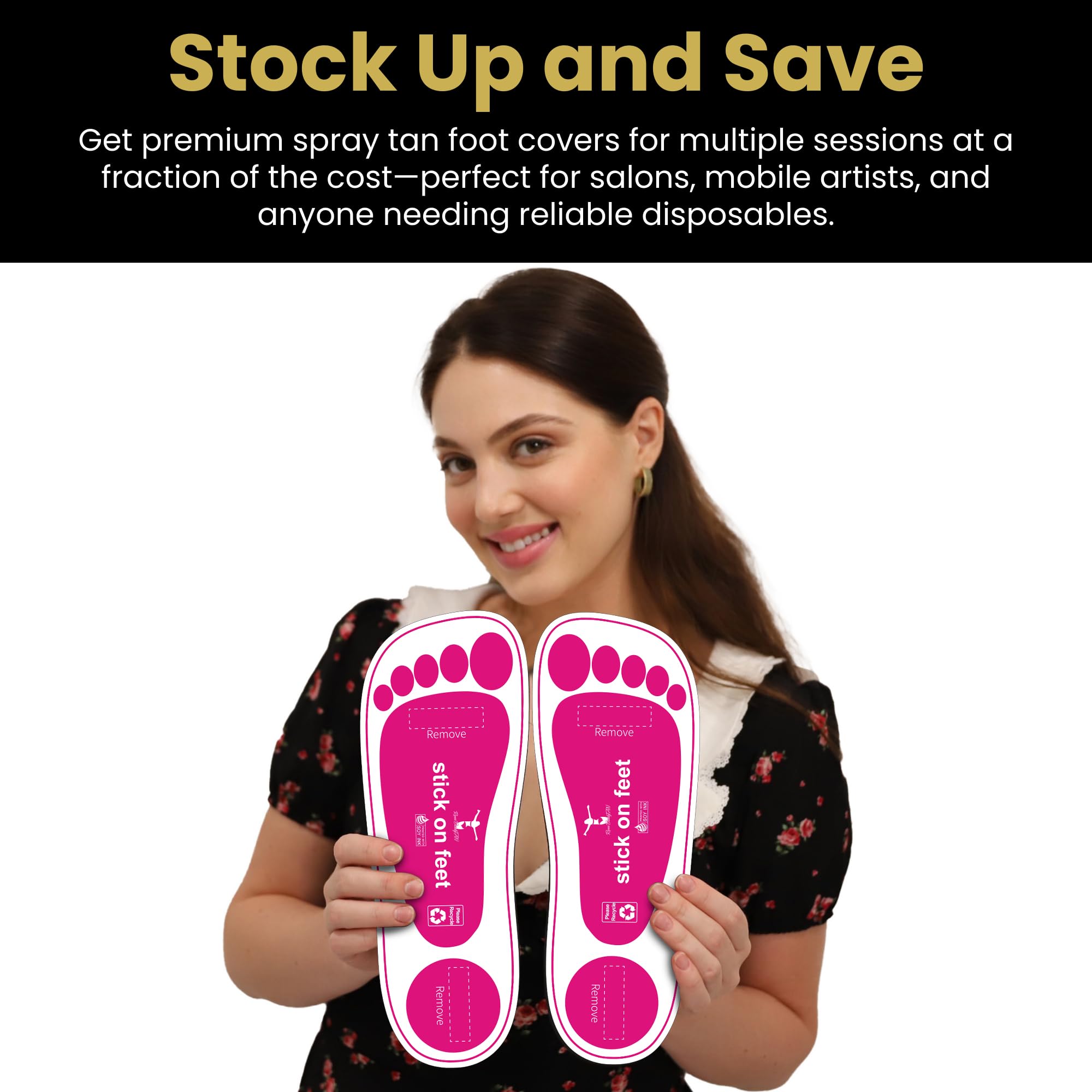 Stickonfeet protective feet pads prevent product transfer during spray tans