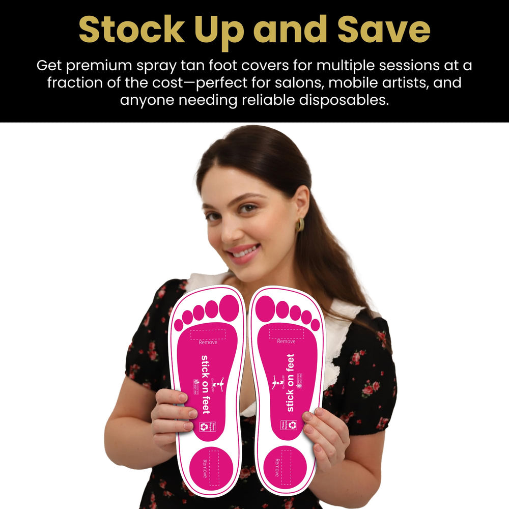 Stickonfeet protective feet pads prevent product transfer during spray tans