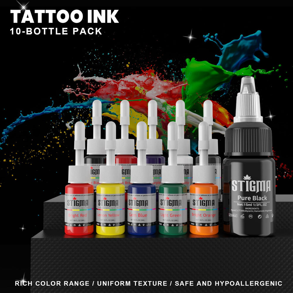 STIGMA ink pack 11pcs offers varied colors for versatile tattoos