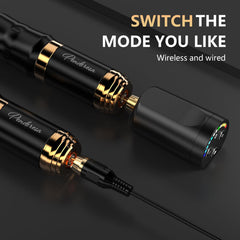 STIGMA kit shows two 1400mAh batteries powering cordless tattoo sessions.