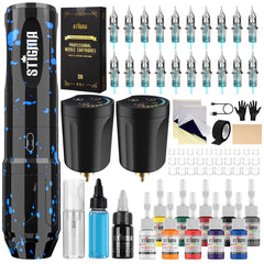 STIGMA wireless tattoo gun kit front view shows compact beginner setup
