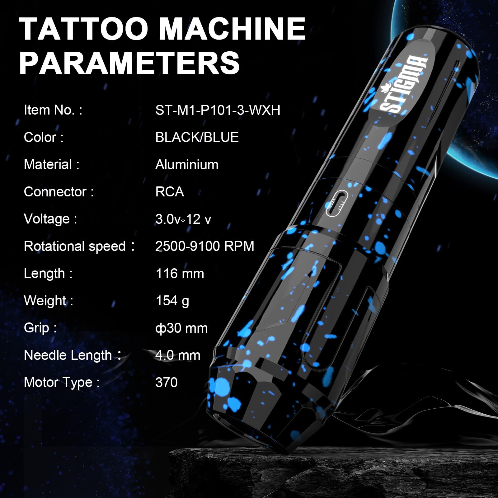 STIGMA wireless tattoo gun kit in use demonstrates precise line work