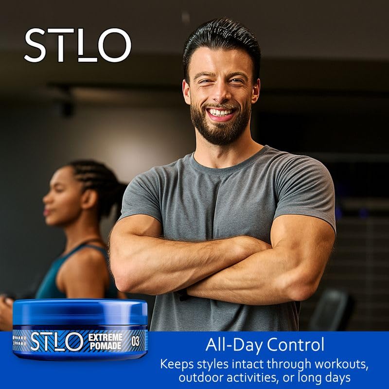 STLO Extreme Pomade application close-up highlighting creamy texture for easy styling