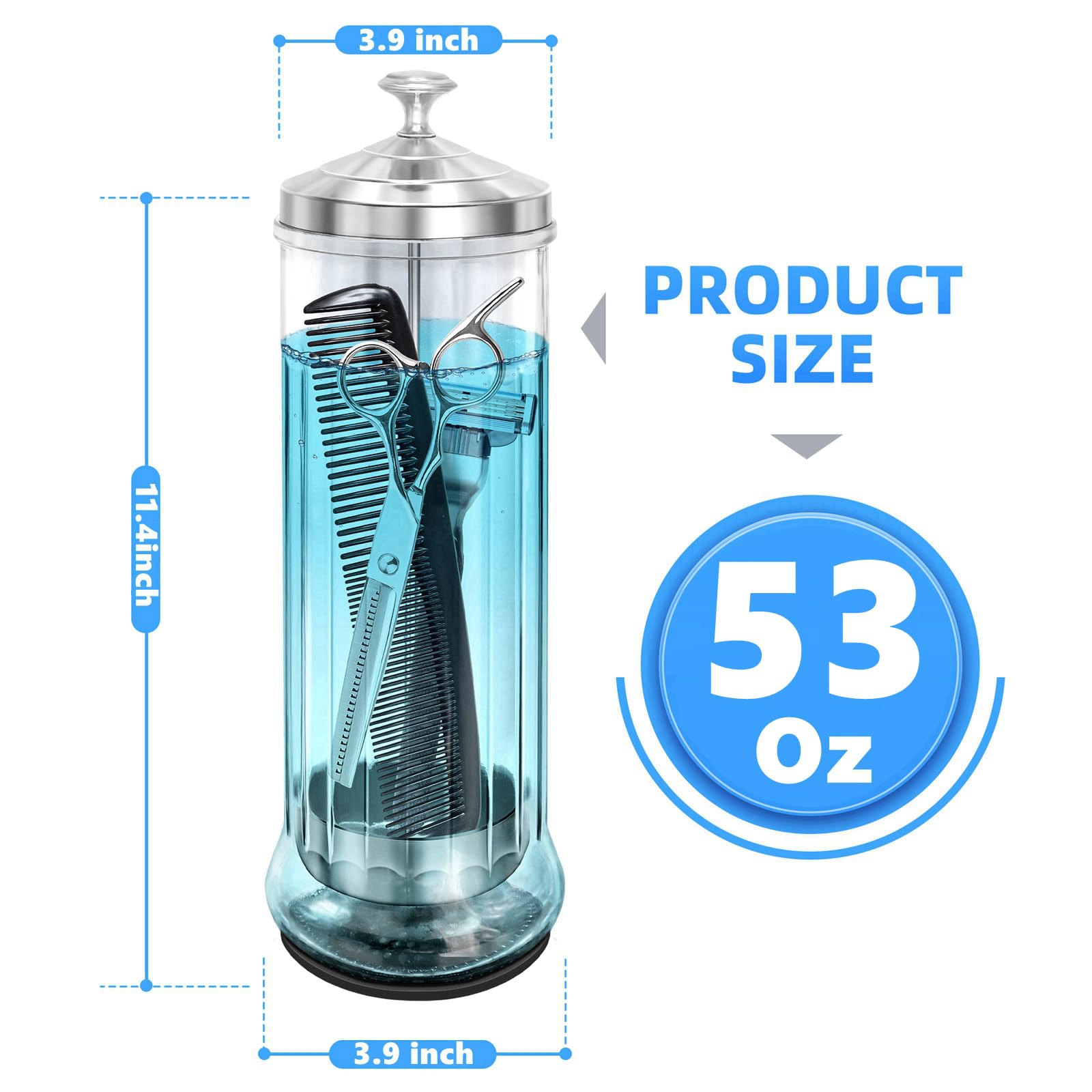 STNFAREBI barber jar side profile highlights professional design for easy tool access.