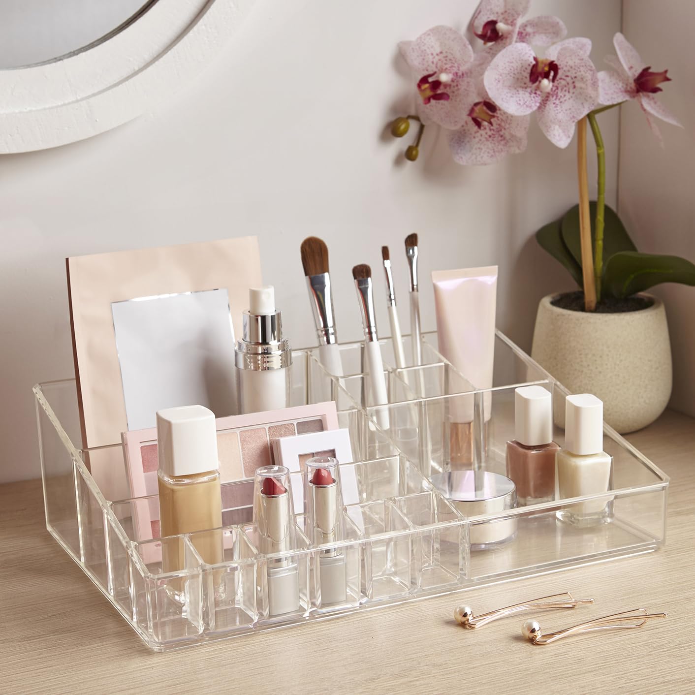 STORi Audrey durable BPA-free clear plastic for long-lasting beauty storage