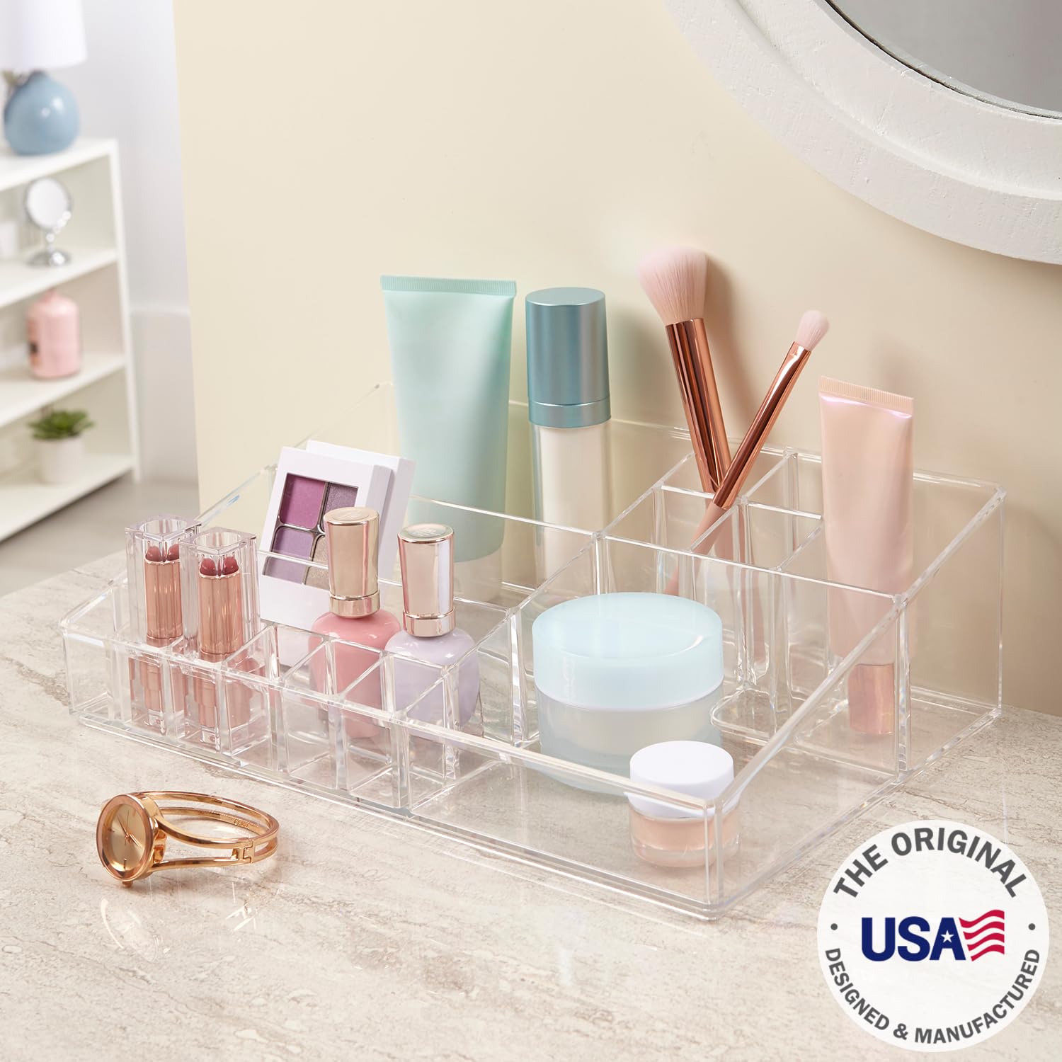 STORi Audrey makeup brush slot detail for neat brush organization and quick access