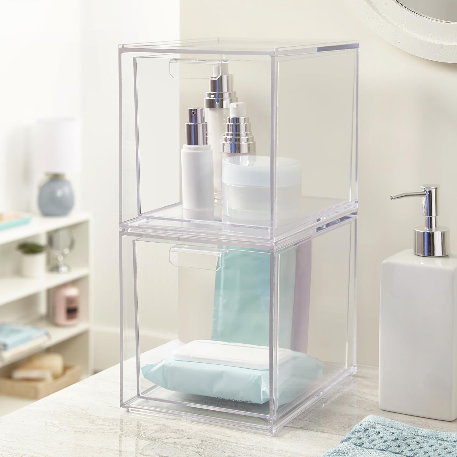 STORi Audrey Stackable Bin drawer view demonstrates clear visibility for quick item access.