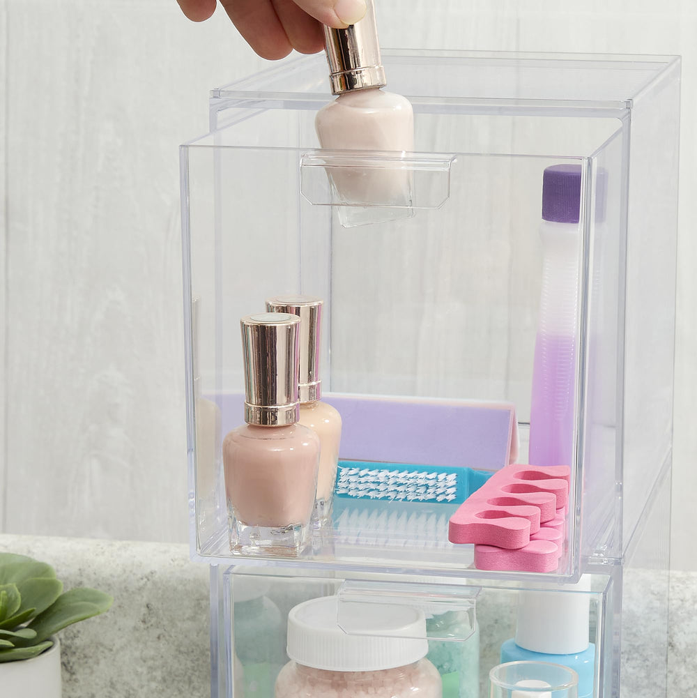 STORi Audrey Stackable Bin under-sink organization reduces clutter with clear visibility.