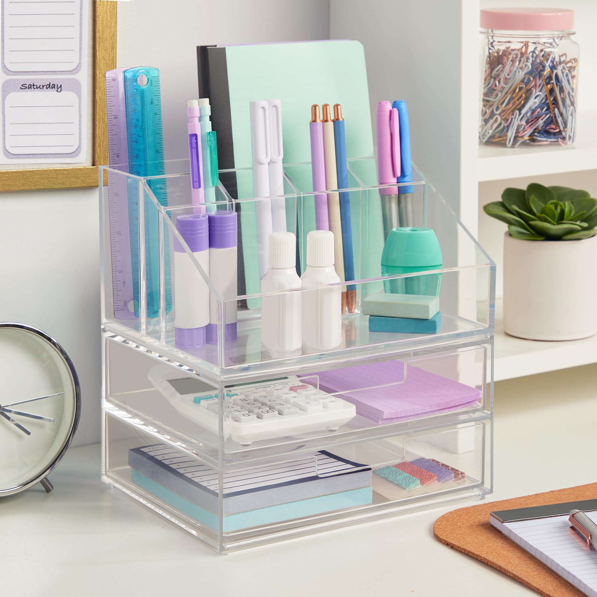 STORi Chloe brush holder with neatly arranged brushes for easy reach.