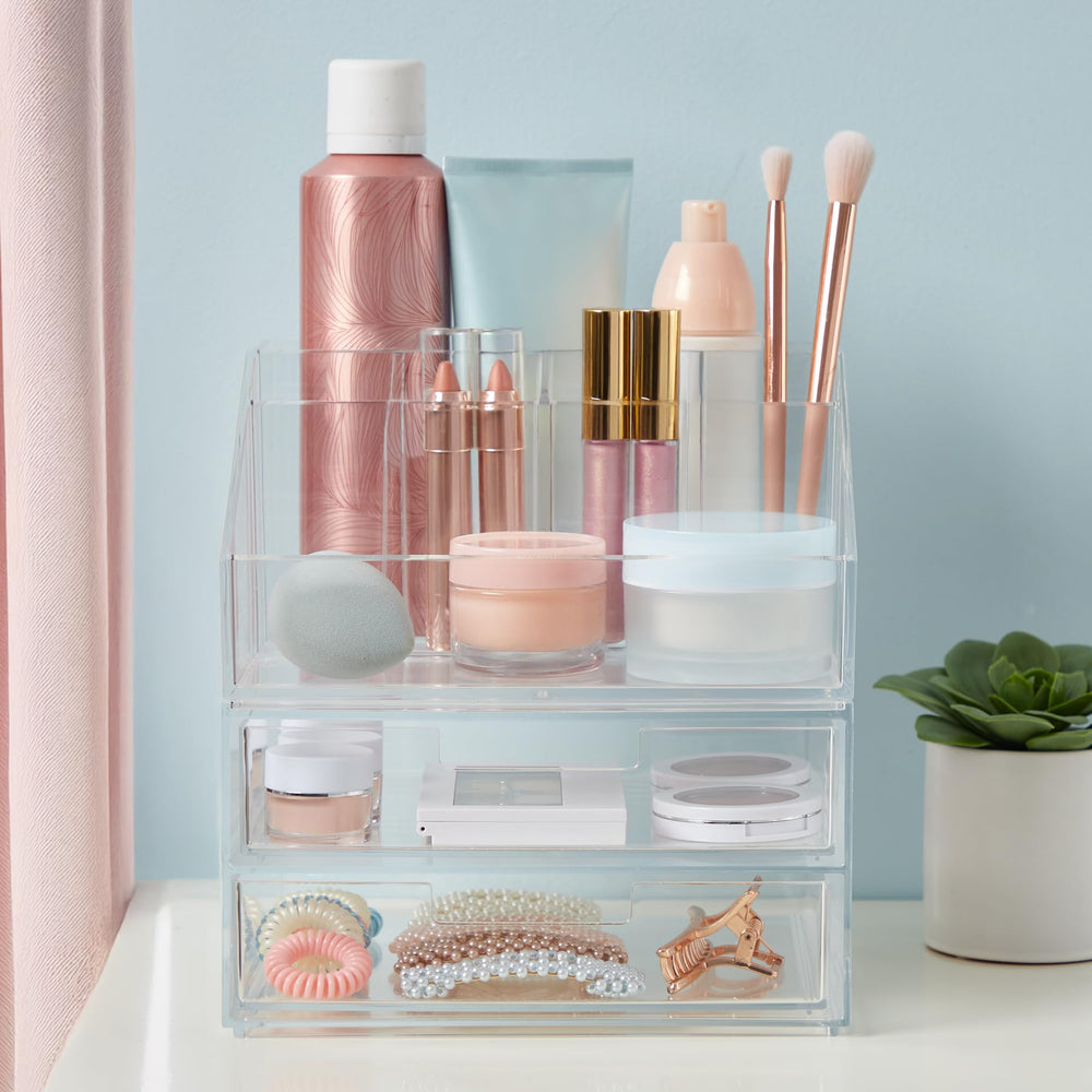 STORi Chloe compact vanity dimensions fit neatly on a countertop without crowding.