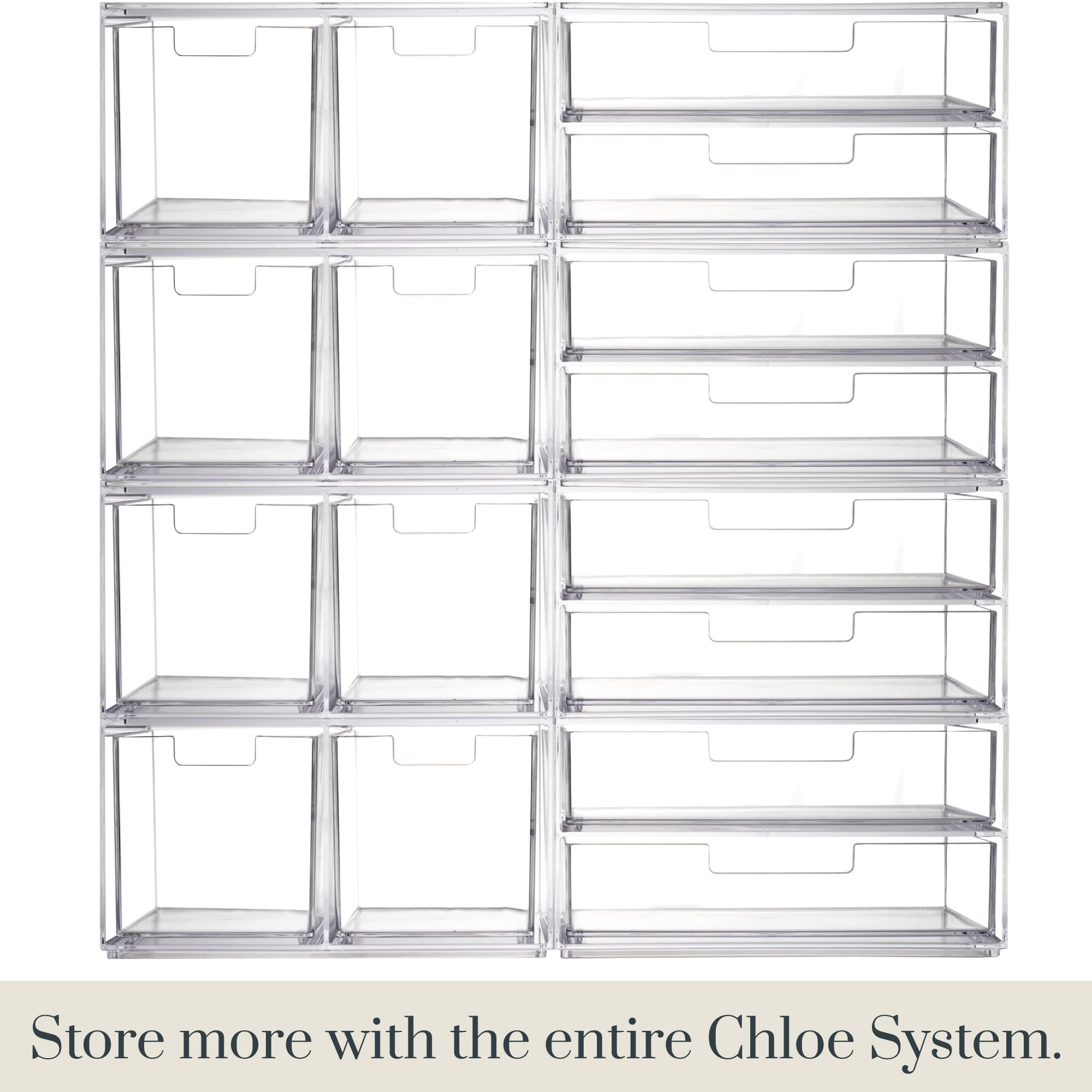 STORi Chloe multi-compartment storage keeps makeup tidy and accessible.