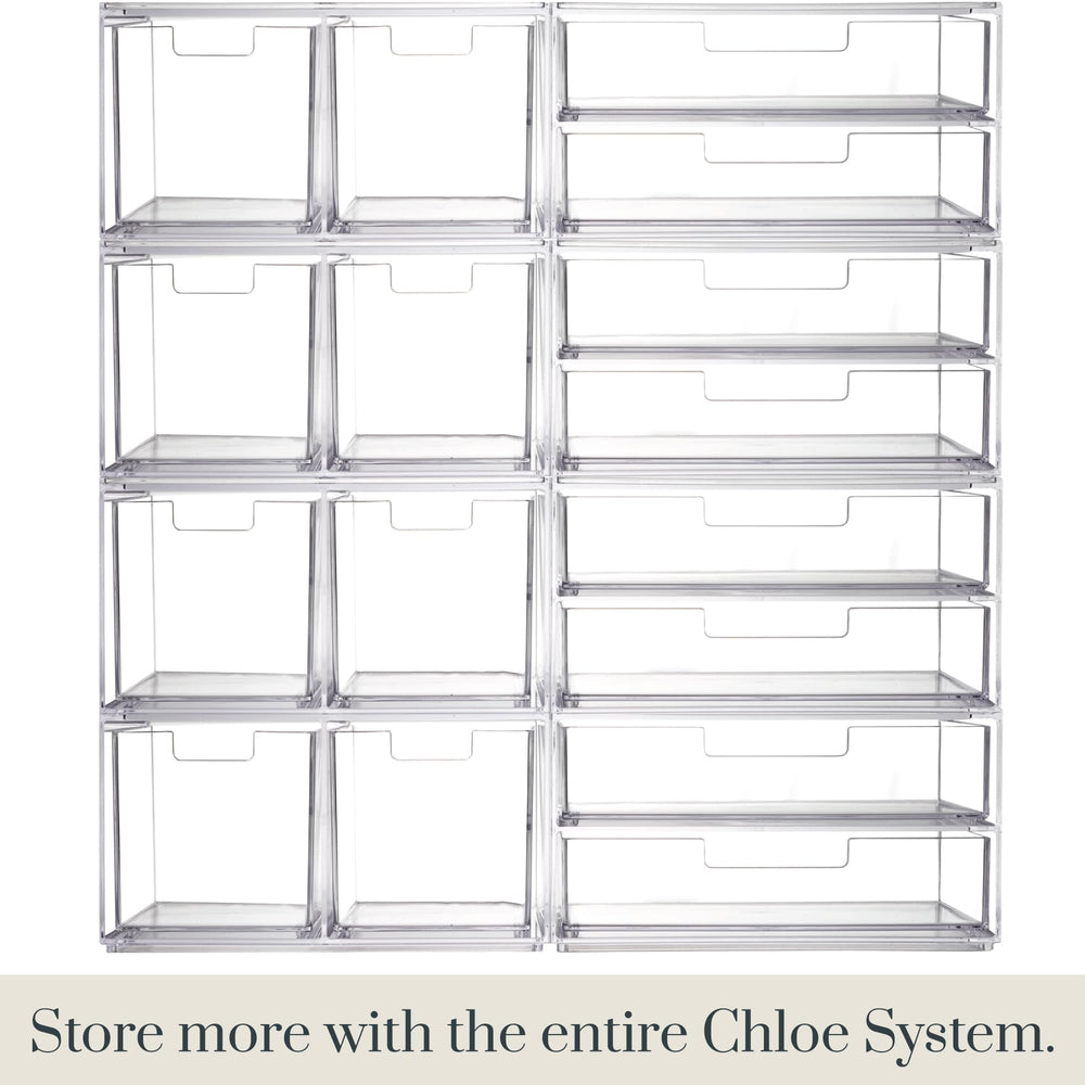STORi Chloe multi-compartment storage keeps makeup tidy and accessible.